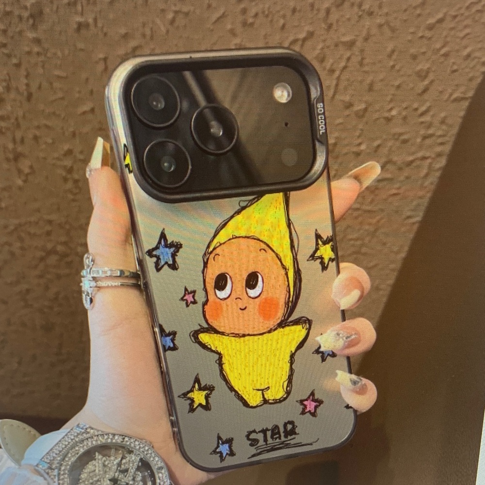 Cute Star Character Phone Case - Black